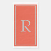 Serviette En Papier Initiales Monogramme Gris Orange Nom Personnalisé  (Devant)