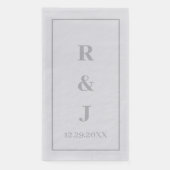 Serviette En Papier Initiales Monogramme Gris Personnalisé Couple Nom  (Devant)