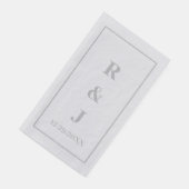Serviette En Papier Initiales Monogramme Gris Personnalisé Couple Nom  (Coin)