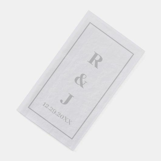 Serviette En Papier Initiales Monogramme Gris Personnalisé Couple Nom  (Coin)