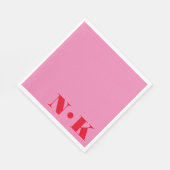 Serviette En Papier Initiales Monogramme Moderne Rose Rouge Mariage Pe (Coin)