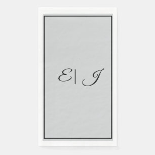 Serviette En Papier Initiales Monogramme Rétro Écriture Gris Argent Ma