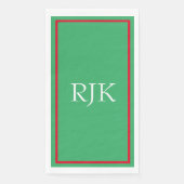 Serviette En Papier Initiales Monogramme Rouge Vert 2023 Nom personnal (Devant)