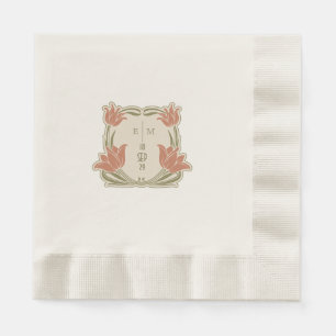 Serviette En Papier Initiales Monogrammes Art Nouveau Décor Table