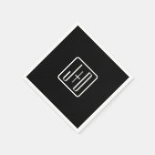Serviette En Papier Initiales monogrammes modernes | Noir & Blanc (Coin)