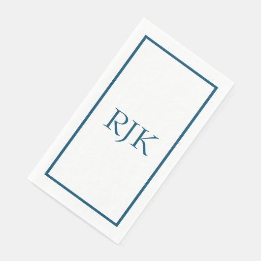 Serviette En Papier Initiales Monogrammes Nom personnalisé 2023 Blue T (Coin)