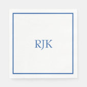 Serviette En Papier Initiales Monogrammes Nom personnalisé Blue Elegan (Devant)