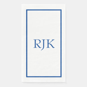 Serviette En Papier Initiales Monogrammes Nom personnalisé Blue Trendy