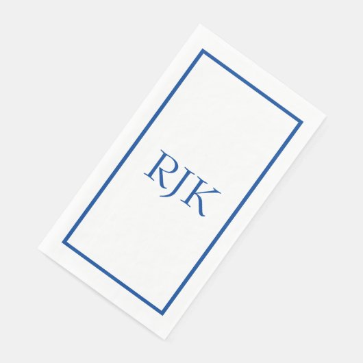Serviette En Papier Initiales Monogrammes Nom personnalisé Blue Trendy (Coin)