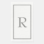 Serviette En Papier Initiales Monogrammes Nom personnalisé Gris Blanc (Devant)