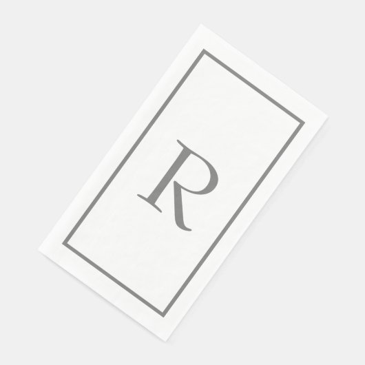Serviette En Papier Initiales Monogrammes Nom personnalisé Gris Blanc (Coin)