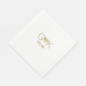 Serviette En Papier Initiales personnalisées avec faux coeur d'amour o (Coin)