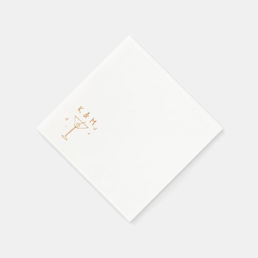 Serviette En Papier Initiales personnalisées dessinées à la main avec  (Coin)