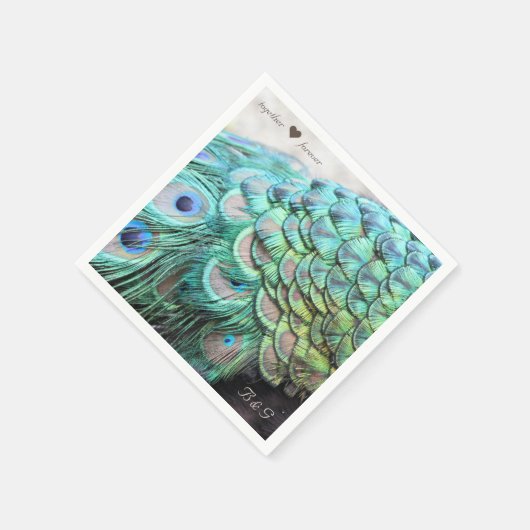 Serviette En Papier Initiales personnalisées Peacock Mariage serviette (Coin)