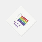 Serviette En Papier Initiales personnalisées Rainbow Cake Pride servie (Coin)