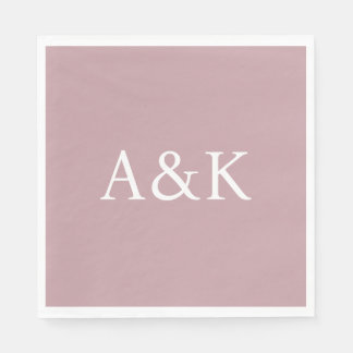Serviette En Papier Initiales personnalisées sur mariage rose poussiér