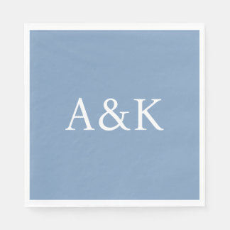 Serviette En Papier Initiales personnalisées sur un bleu ardoise pouss