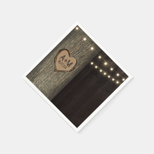 Serviette En Papier Initiales sculptées Vieux chêne Mariage serviettes (Coin)