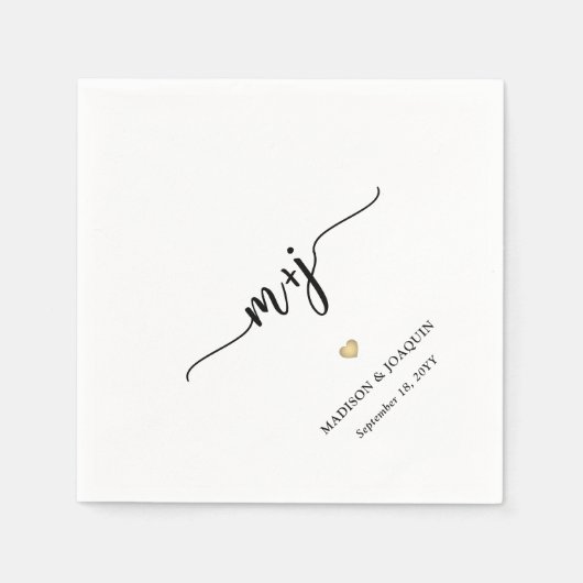 Serviette En Papier Initiales simples et élégantes Mariage monogramme  (Devant)