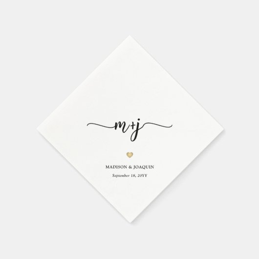 Serviette En Papier Initiales simples et élégantes Mariage monogramme  (Coin)
