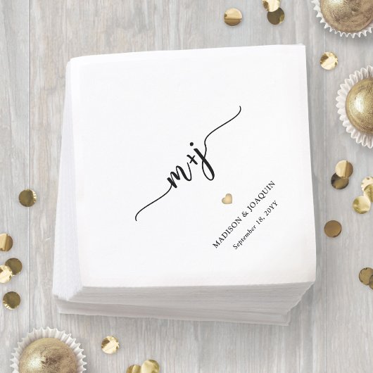 Serviette En Papier Initiales simples et élégantes Mariage monogramme 