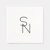 Serviette En Papier Initiales superposées de style moderne (Devant)
