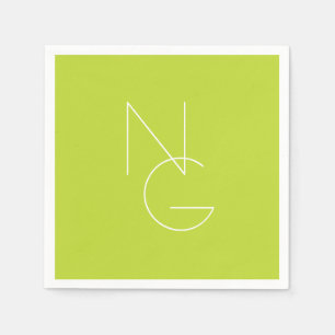 Serviette En Papier Initiales superposées Modern 2 Vert citron