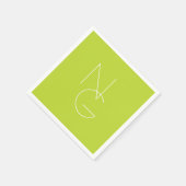 Serviette En Papier Initiales superposées Modern 2 | Vert citron (Coin)