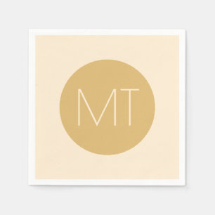 Serviette En Papier Initiales tonales Champagne moderne Mariage