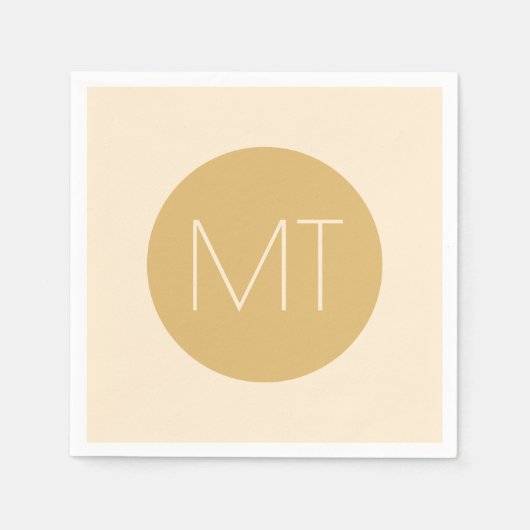 Serviette En Papier Initiales tonales Champagne moderne Mariage (Devant)