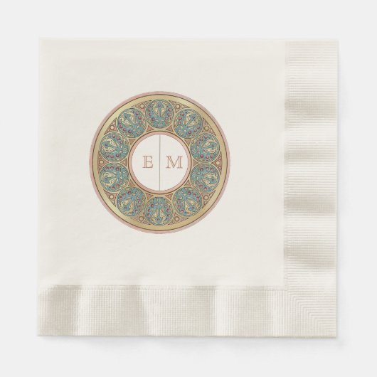 Serviette En Papier Initiations Mucha Monogram Art Nouveau Champagne G (Devant)
