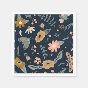 Serviette En Papier Insecte et fleur minimalistes