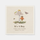 Serviette En Papier Insectes Champignons Bois Baby shower naturel (Devant)
