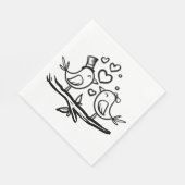 Serviette En Papier Inséparables Black Blanc Mariage Lovebirds (Coin)