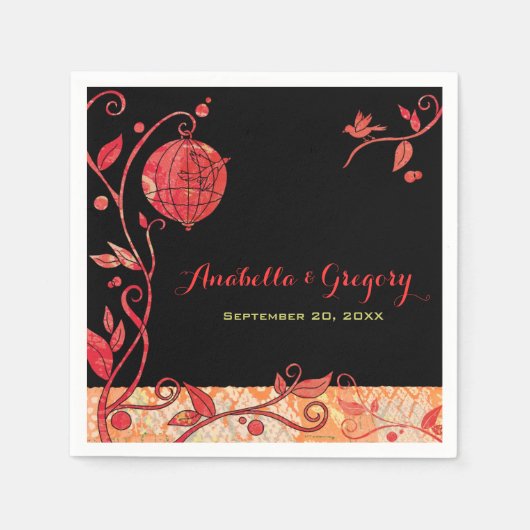 Serviette En Papier Inséparables de jardin en soirée Mariage (Devant)