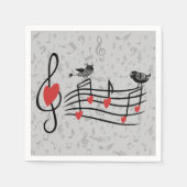 Serviette En Papier Inséparables de musique sur Grey Notes musicales (Devant)