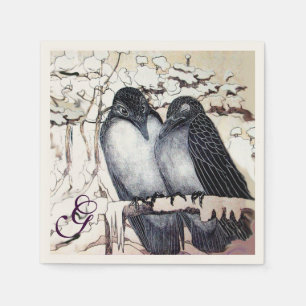 Serviette En Papier INSÉPARABLES D'HIVER EN MONOGRAMME DE NEIGE Noir B