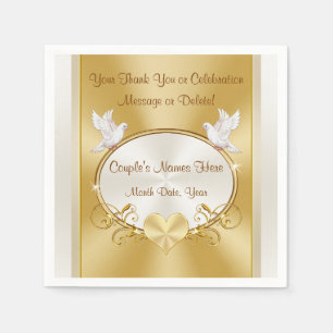Serviette En Papier Inséparables Mariage or serviettes personnalisées