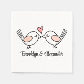 Serviette En Papier Inséparables mignons Pink Black Lovebird Mariage (Devant)