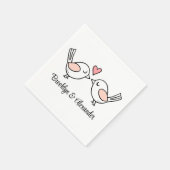 Serviette En Papier Inséparables mignons Pink Black Lovebird Mariage (Coin)