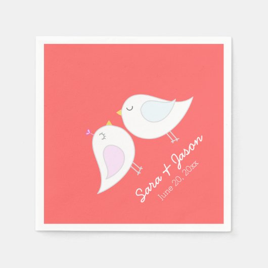 Serviette En Papier Inséparables mignons sur l'arrière - plan de (Devant)