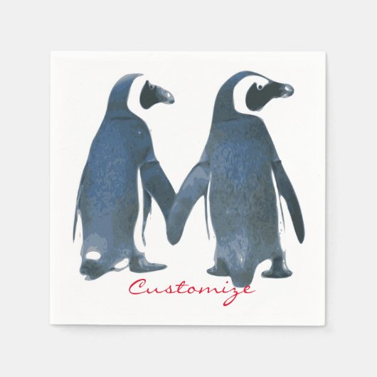 Serviette En Papier Inséparables Penguin Couple Thunder_Cove (Devant)