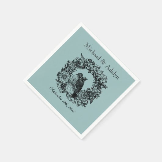 Serviette En Papier Inséparables personnalisés Mariage de couronne ser (Coin)