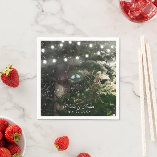 Serviette En Papier Inséparables + Pine Tree Nuit Mariage Réception (En situation)