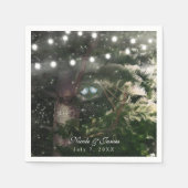 Serviette En Papier Inséparables + Pine Tree Nuit Mariage Réception (Devant)