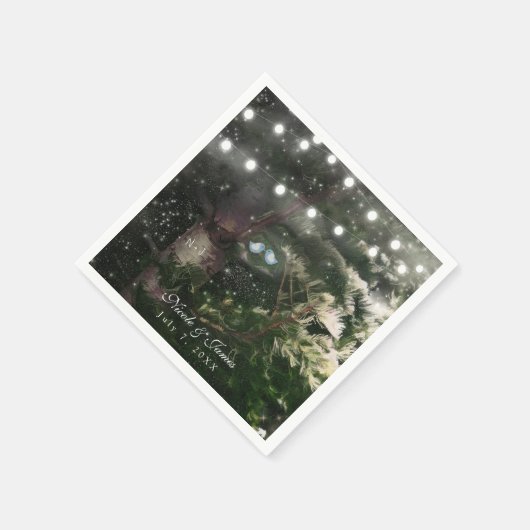 Serviette En Papier Inséparables + Pine Tree Nuit Mariage Réception (Coin)