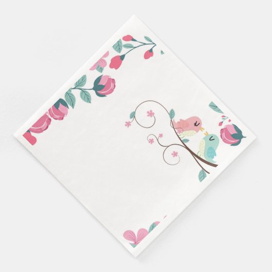 Serviette En Papier inséparables printemps fleurie dîners serviettes (Coin)