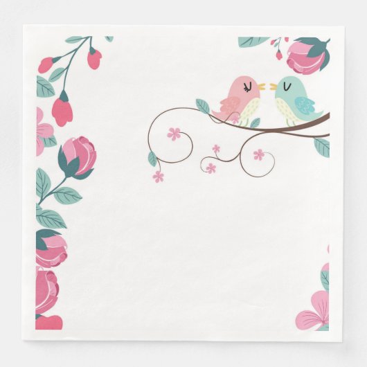 Serviette En Papier inséparables printemps fleurie dîners serviettes (Devant)