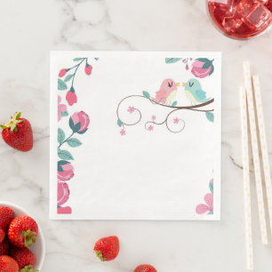 Serviette En Papier inséparables printemps fleurie dîners serviettes