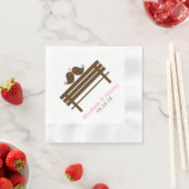 Serviette En Papier Inséparables roses sur Park Bench Mariage (En situation)